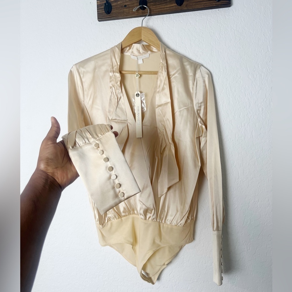 Jonathan Simkhai Tess Wrap Front Bodysuit Blouse - Picture 6 of 8